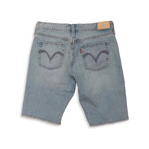 Levi's Denim Shorts Womens 8 Light Blue 515 Bermuda Raw Hem Stretch Summer